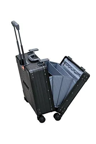 Aleon 17" Aluminum Hardside Deluxe Rolling Wheeled Business Briefcase (Onyx) Black