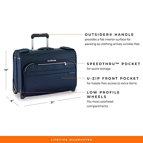 Briggs & Riley Baseline-Softside Carry-On 2-Wheel Garment Bag, Navy