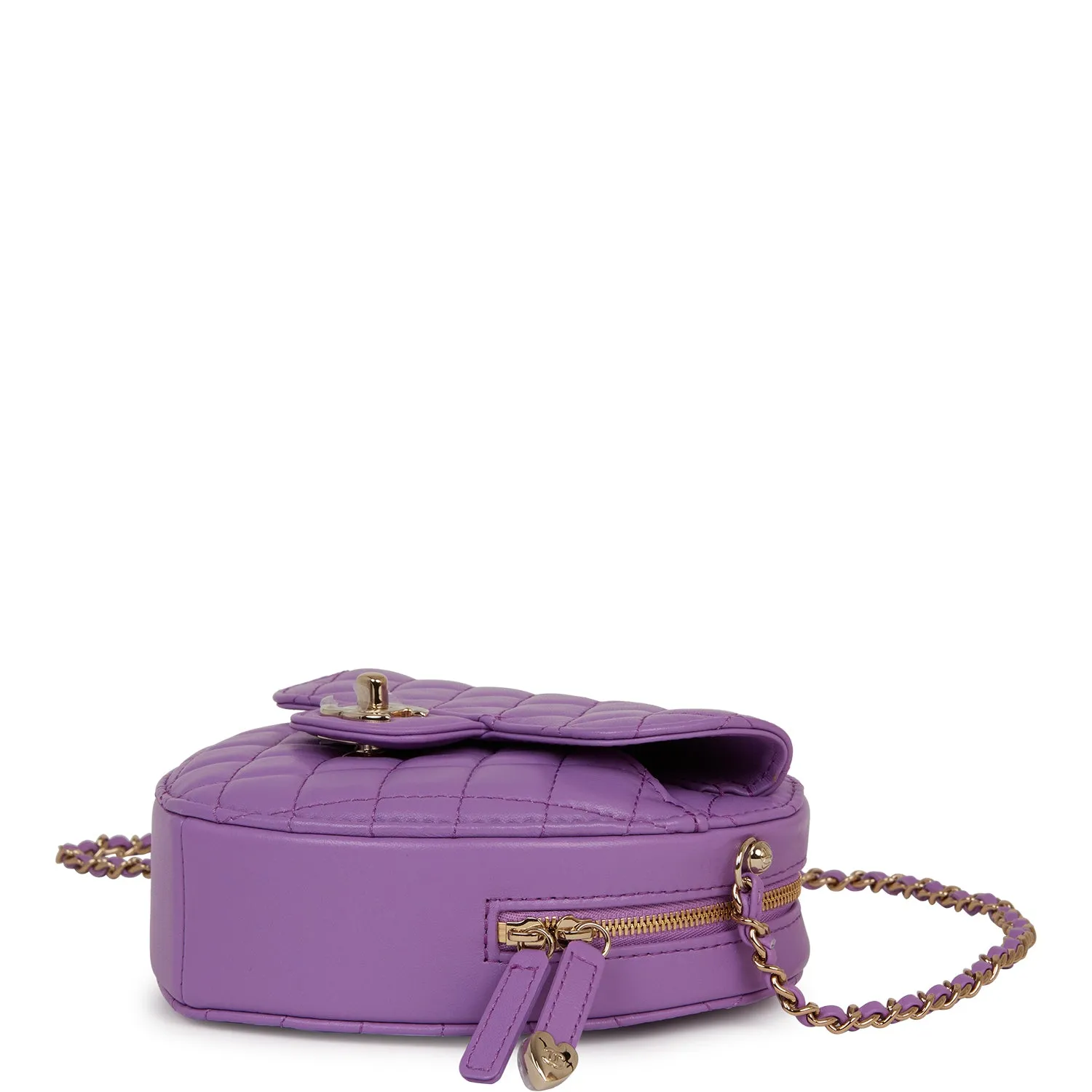Chanel CC In Love Large Heart Bag Purple Lambskin Light Gold Hardware