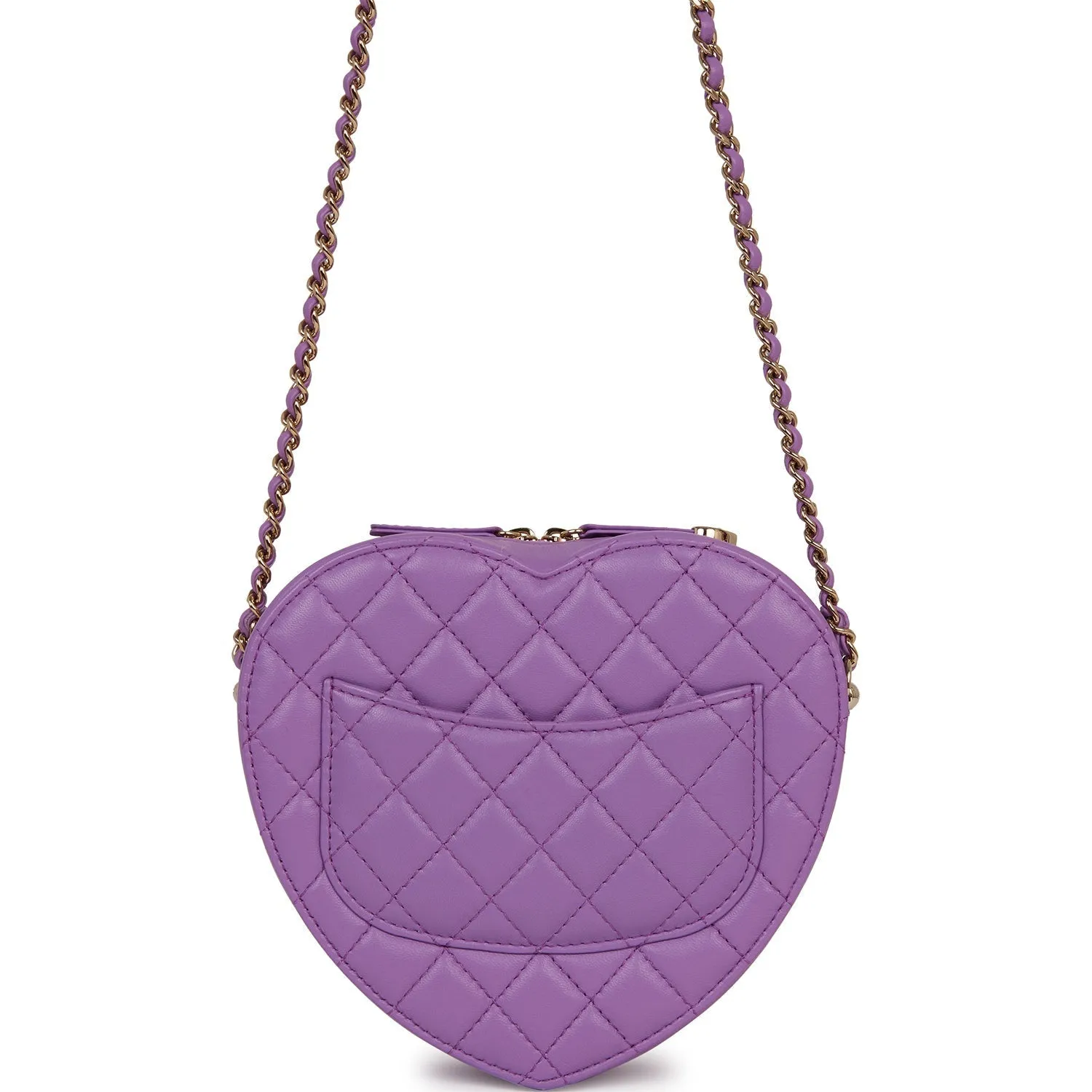 Chanel CC In Love Large Heart Bag Purple Lambskin Light Gold Hardware