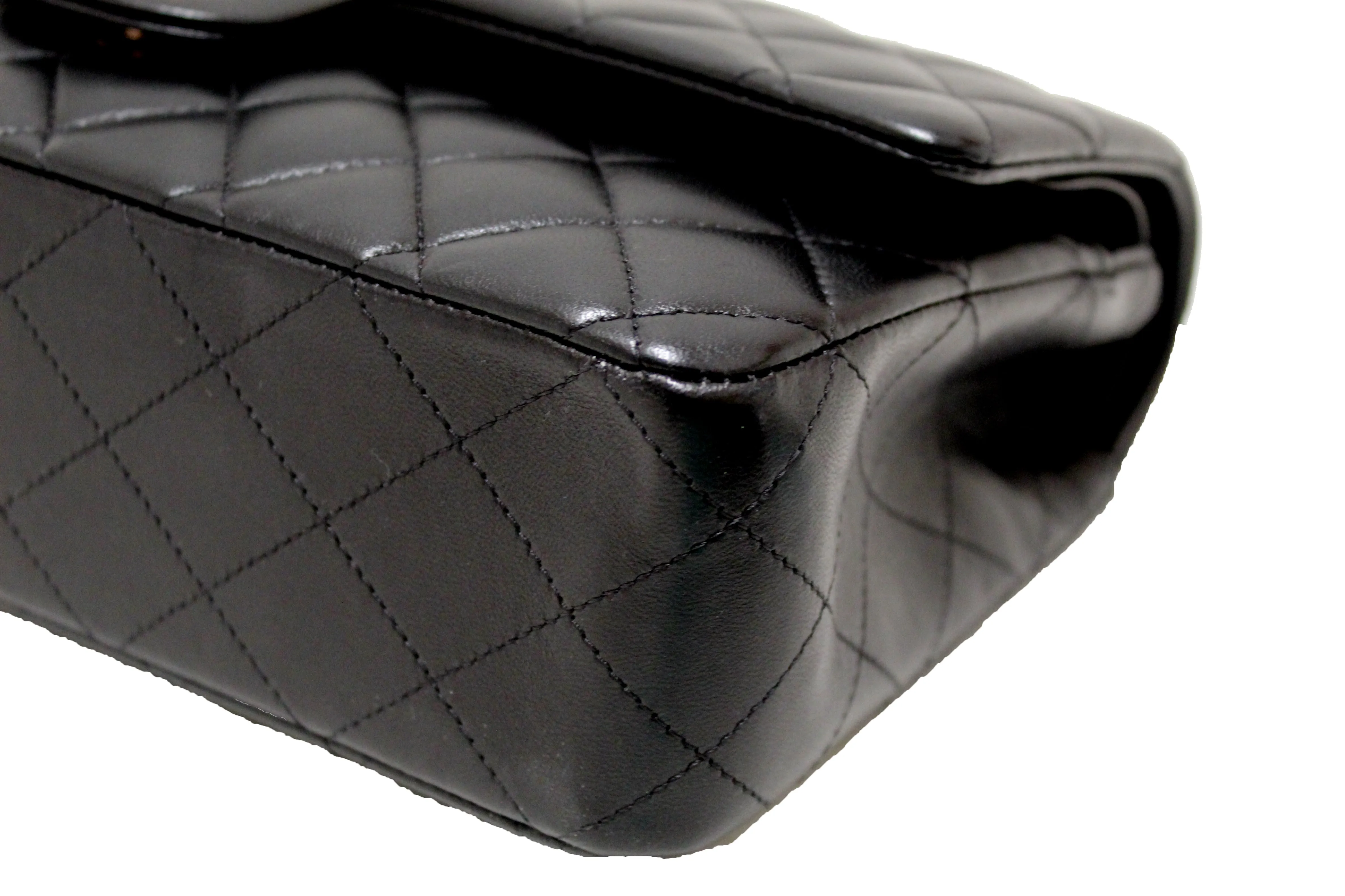 Chanel Classic Black Quilted Lambskin Leather Classic Medium Double Flap Bag