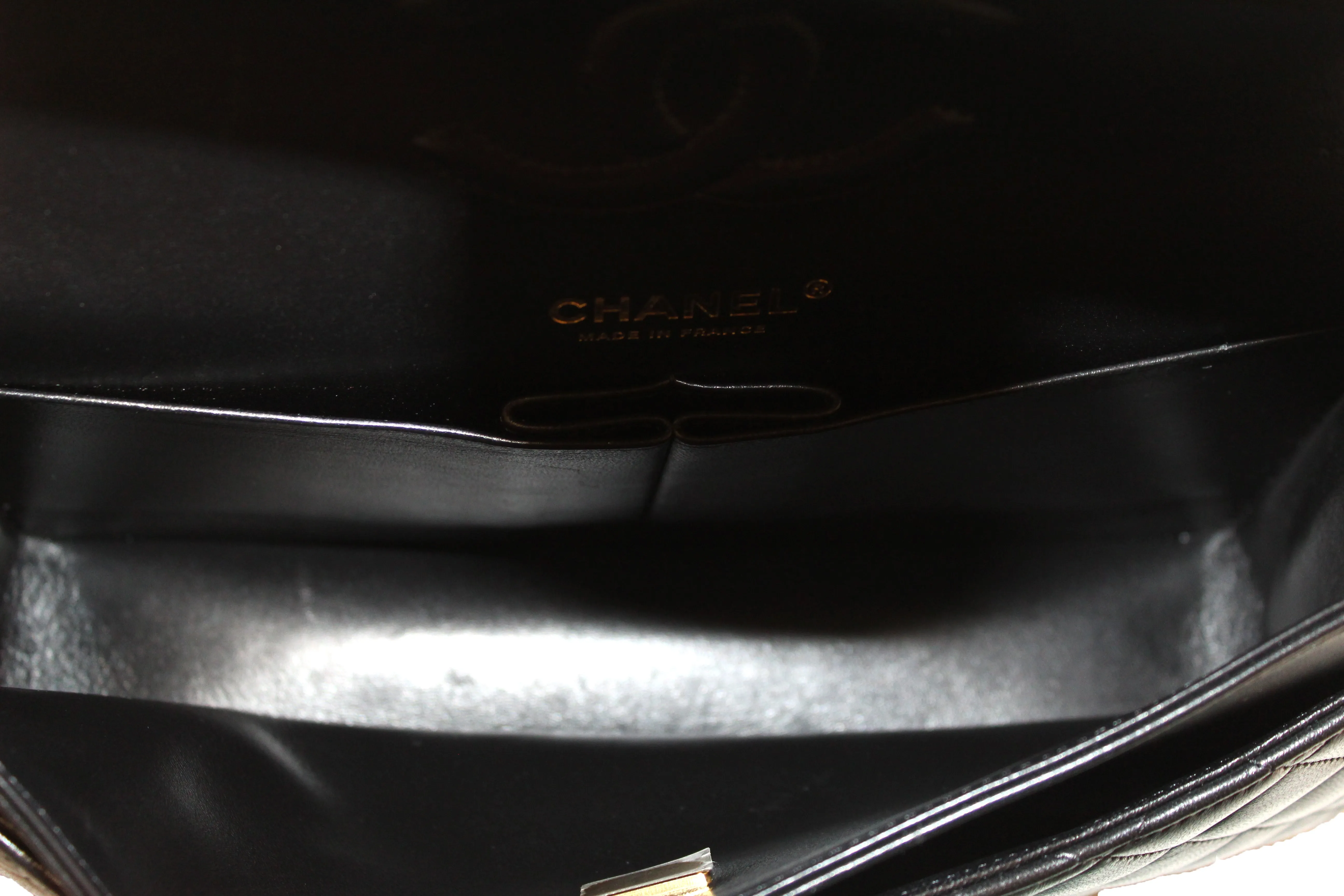 Chanel Classic Black Quilted Lambskin Leather Classic Medium Double Flap Bag