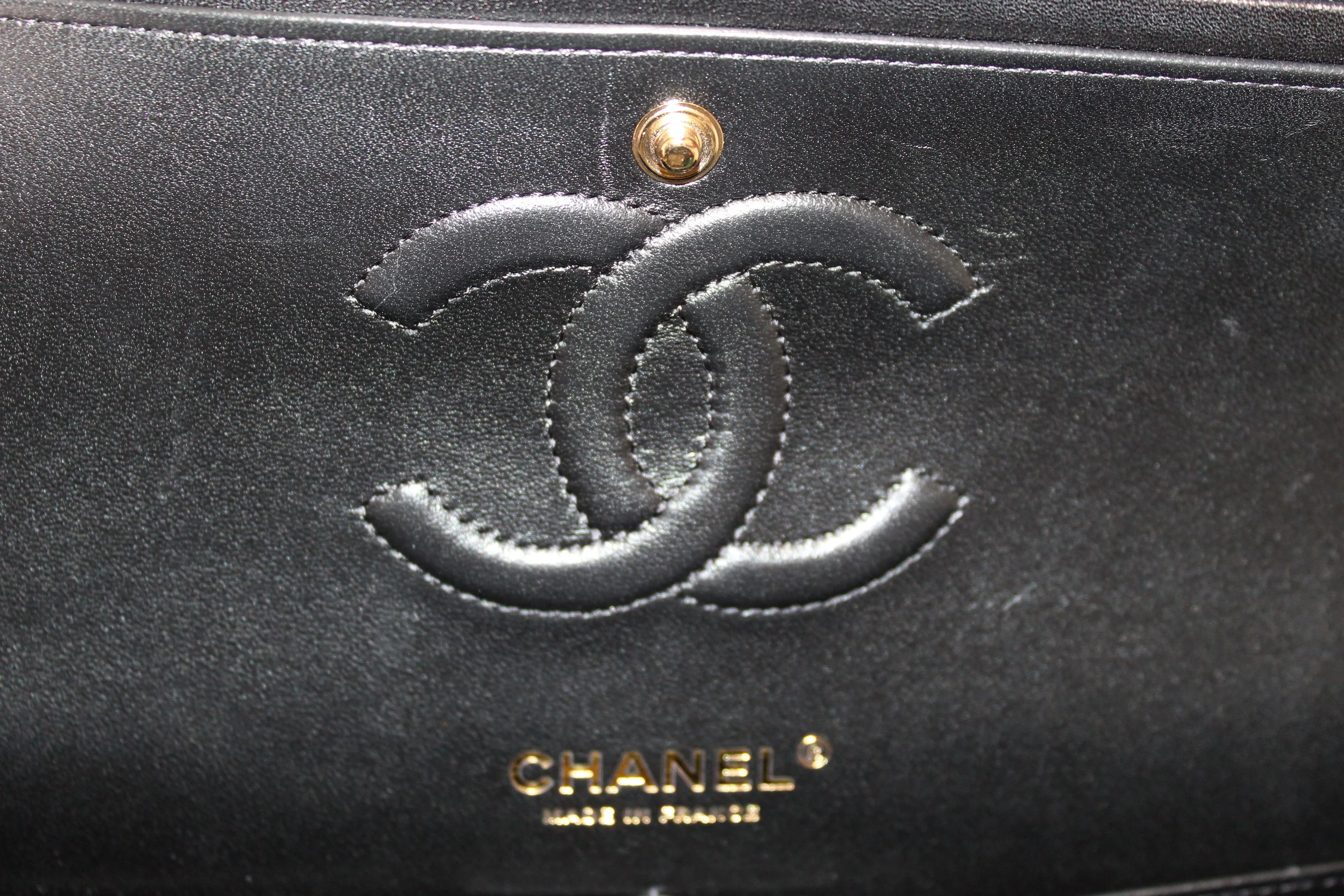 Chanel Classic Black Quilted Lambskin Leather Classic Medium Double Flap Bag
