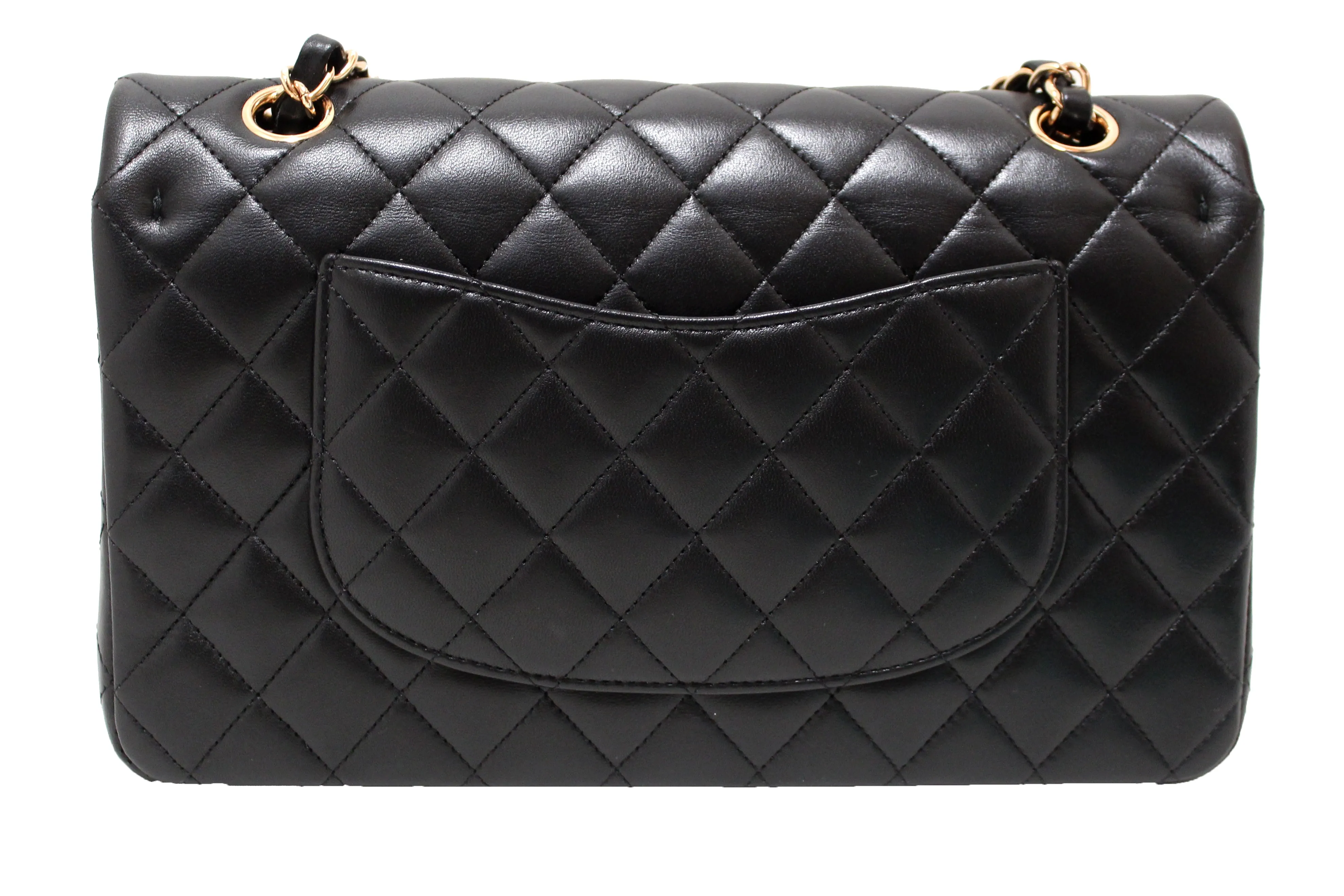 Chanel Classic Black Quilted Lambskin Leather Classic Medium Double Flap Bag