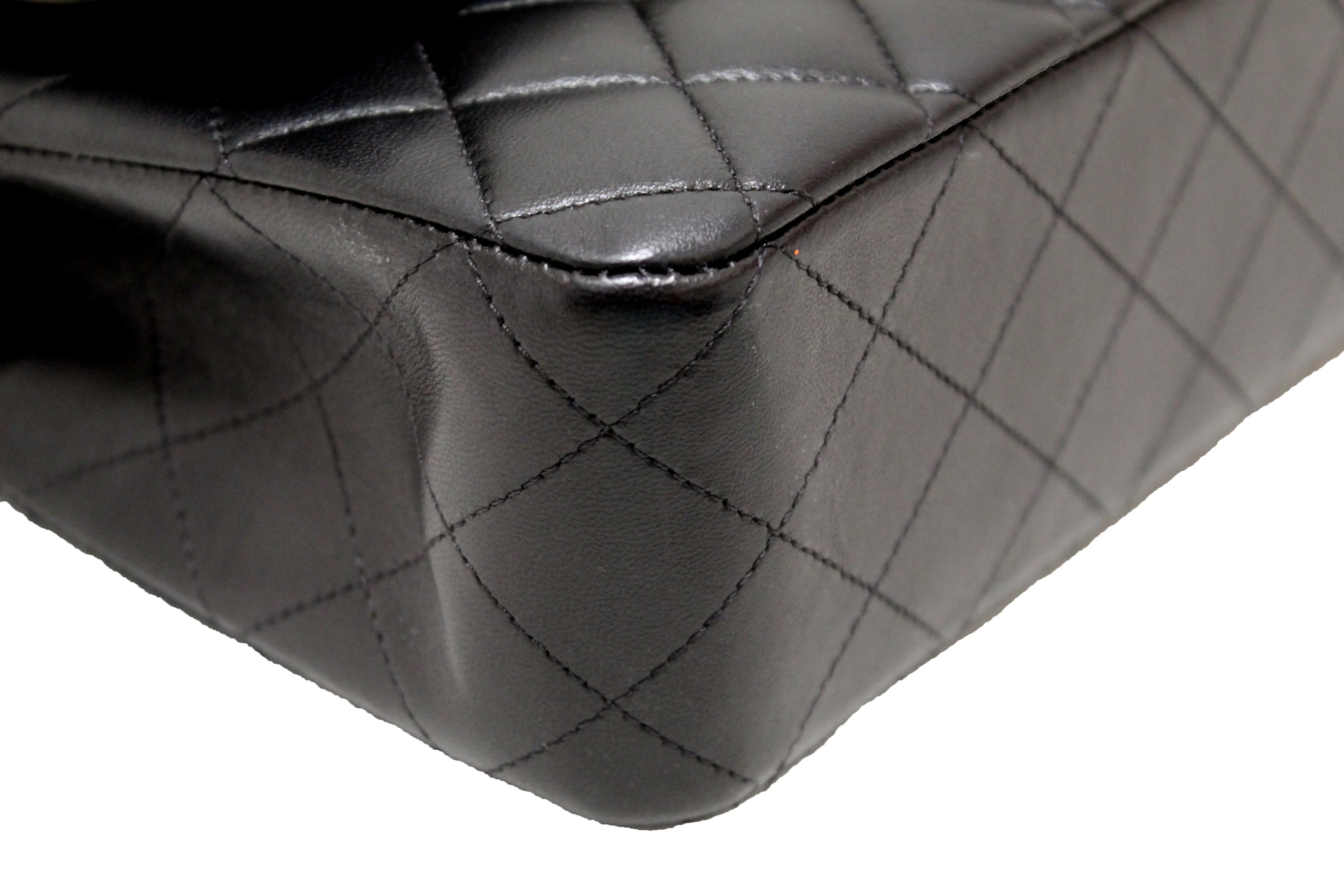 Chanel Classic Black Quilted Lambskin Leather Classic Medium Double Flap Bag