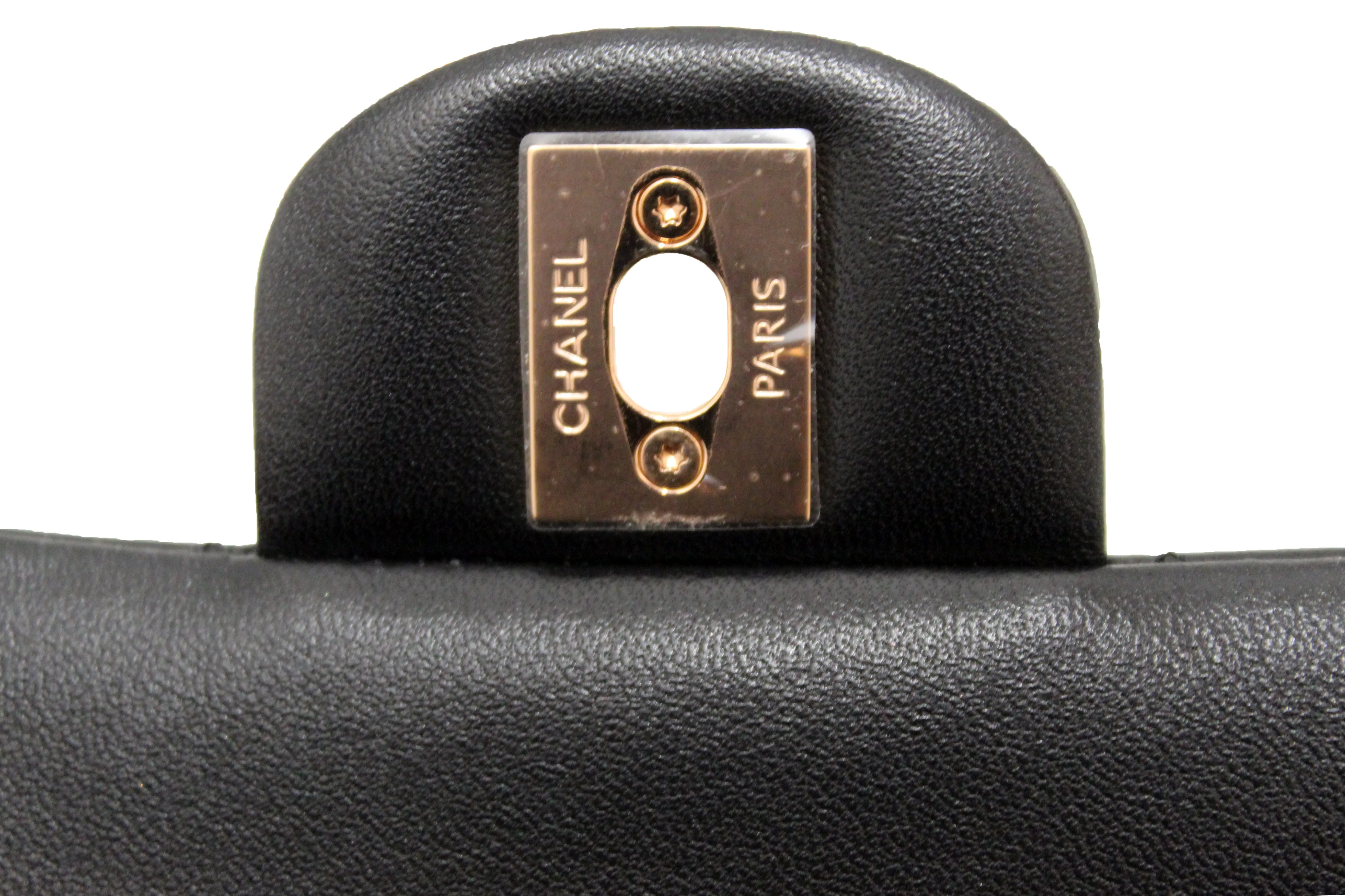 Chanel Classic Black Quilted Lambskin Leather Classic Medium Double Flap Bag