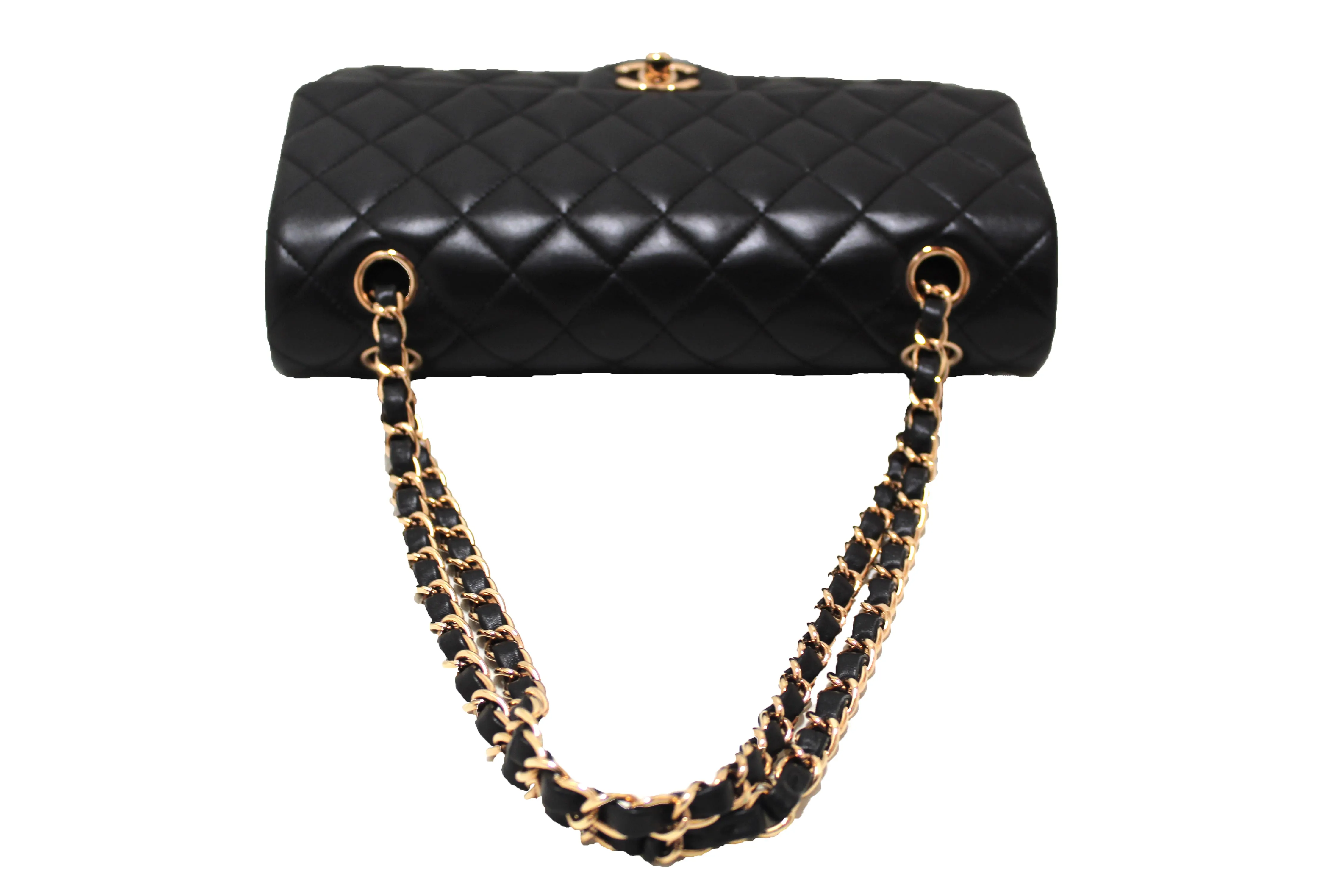Chanel Classic Black Quilted Lambskin Leather Classic Medium Double Flap Bag