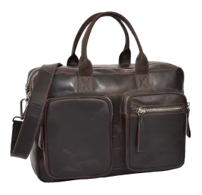 DR280 Men's Vintage Leather Organizer Briefcase Brown