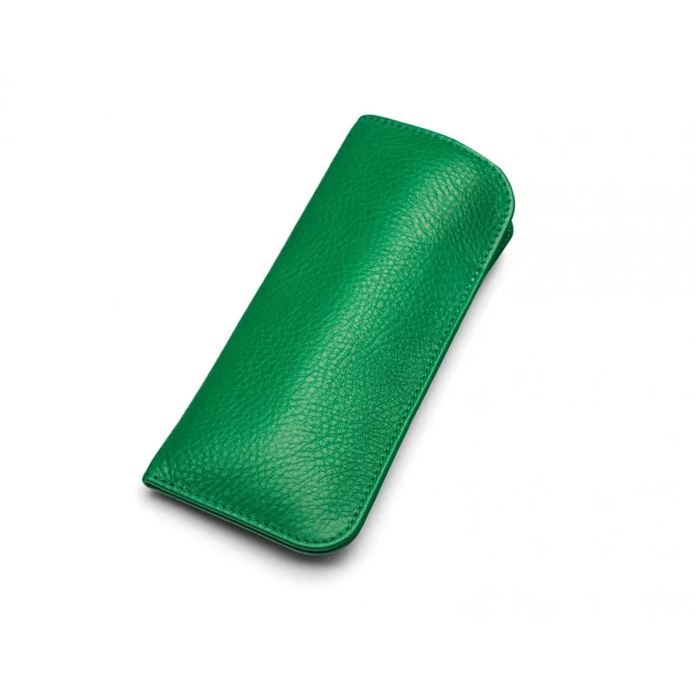 Large Leather Glasses Case - Emerald Green