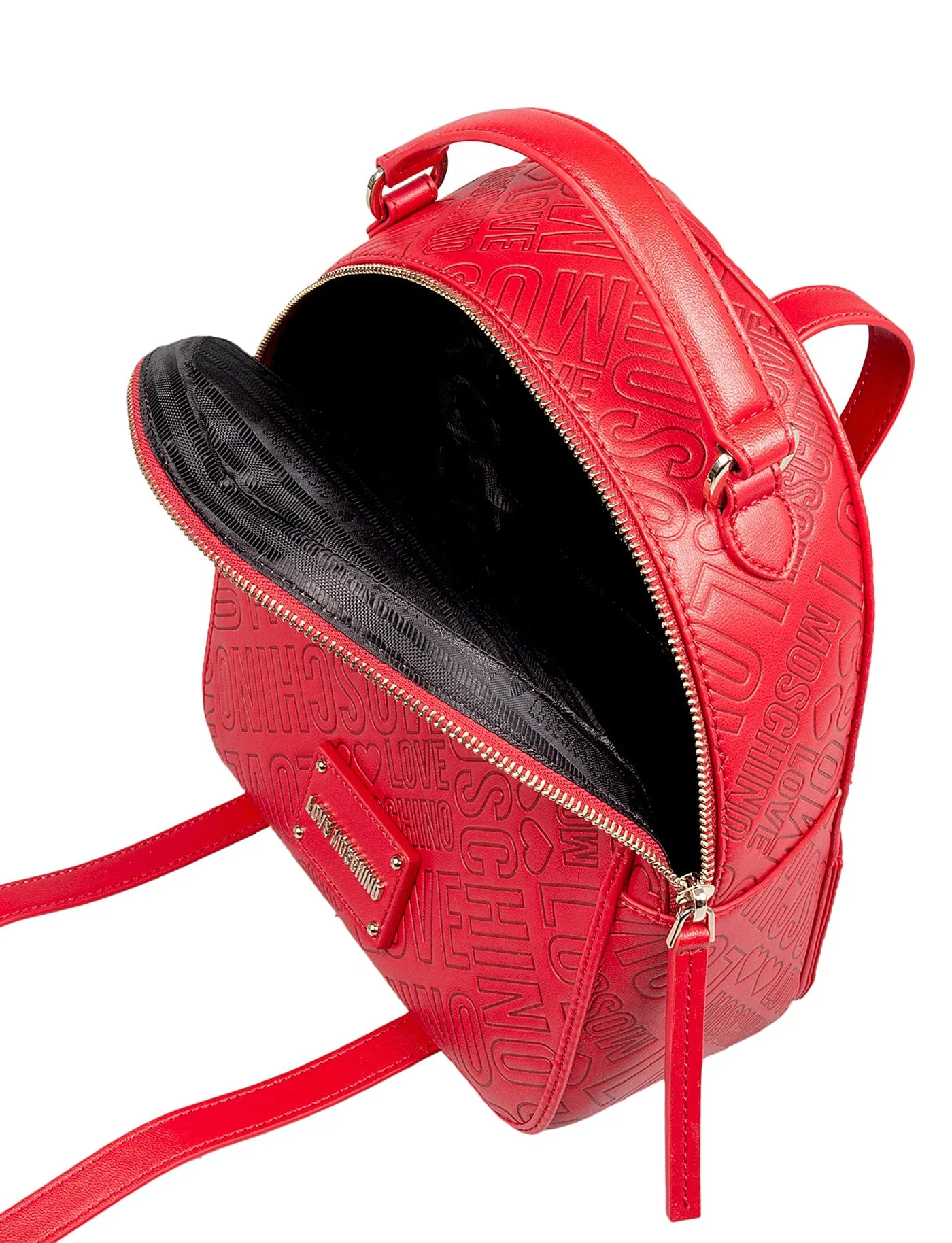 Love Moschino Red Signature Embossed Classic Medium Backpack