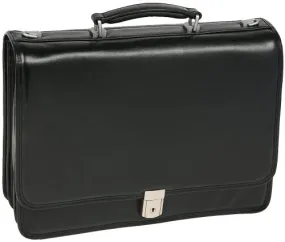 McKlein, I Series, River North, Full Grain Cashmere Napa Leather, 15" Leather Triple Compartment Laptop Briefcase, Black (43555)