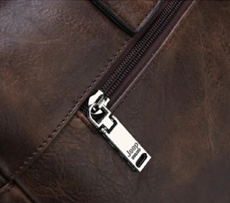Men's Leather Shoulder Briefcase For 14 Inch Laptop