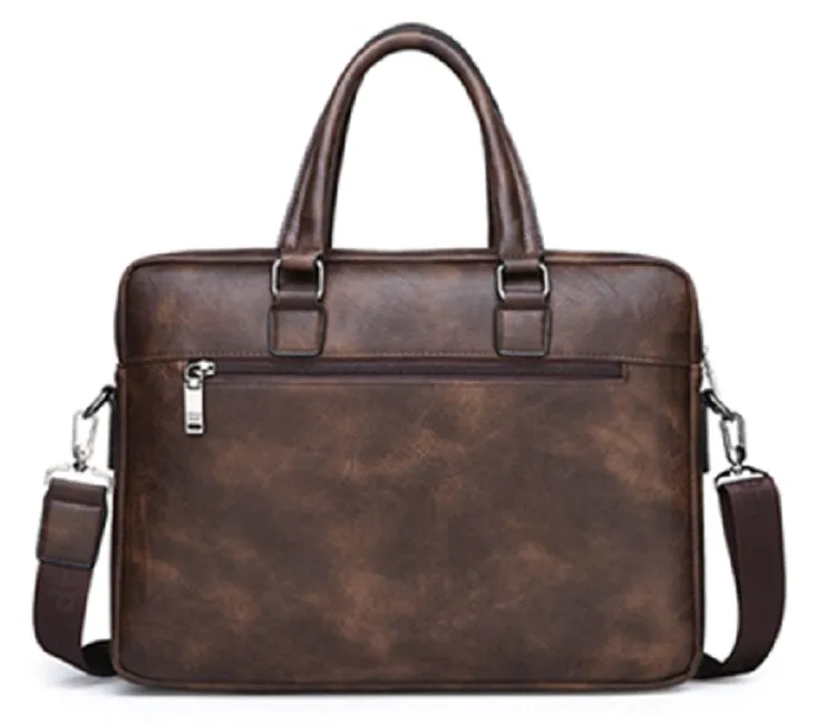 Men's Leather Shoulder Briefcase For 14 Inch Laptop