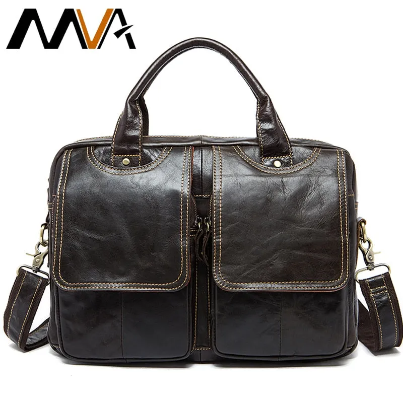 MVA men's Bag Briefcase Leather Office Laptop Bag for Men's Genuine Leather Bag Business Document Man Briefcase Handbag