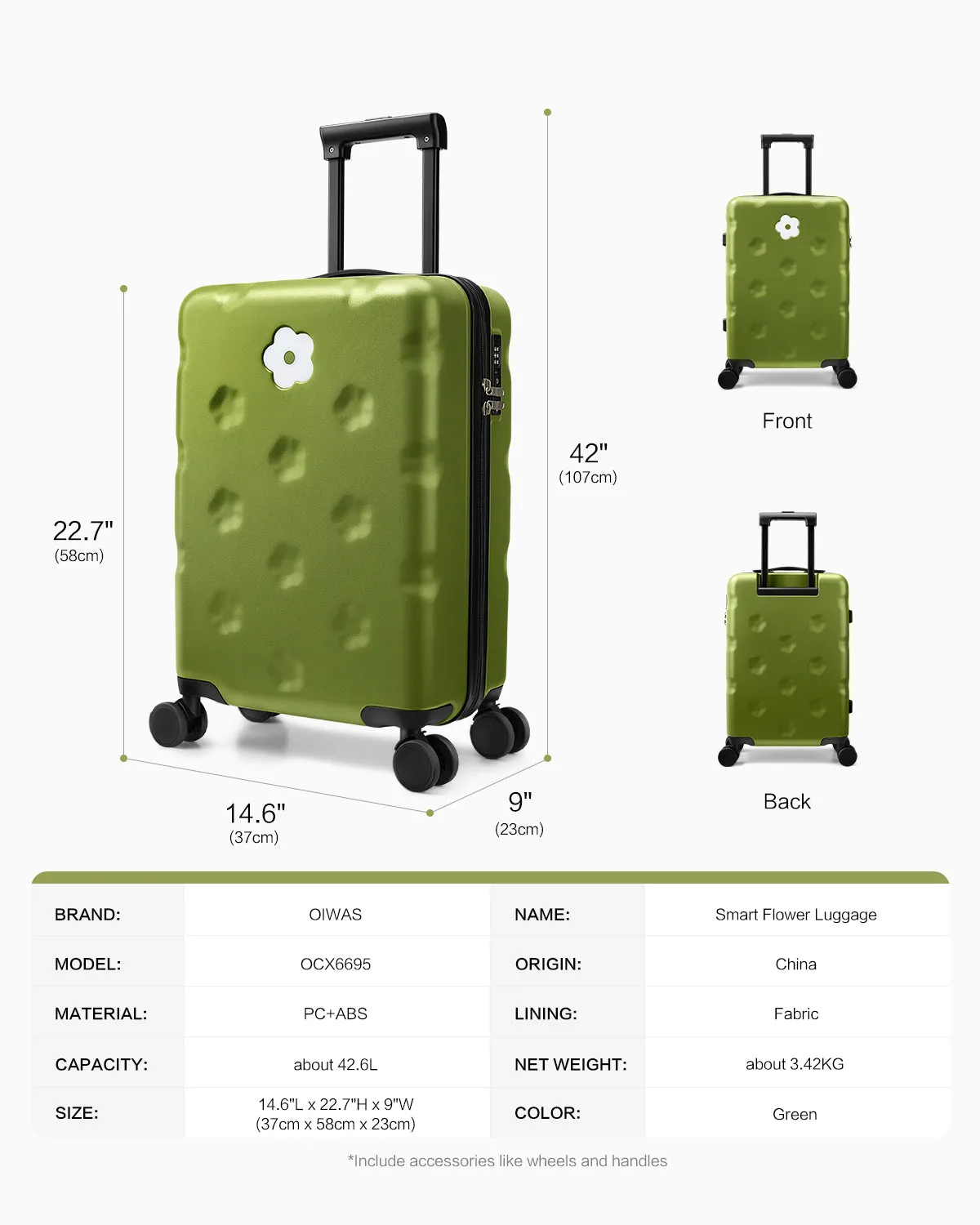 OIWAS Smart Flower Carry On Luggage