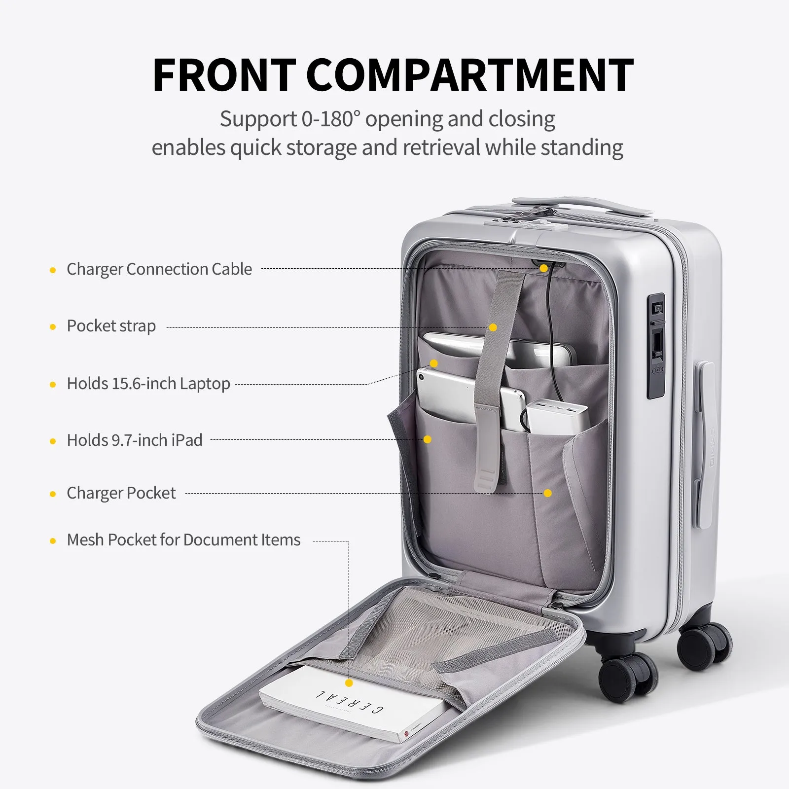 SMOOTH Front Opening 20”Carry On Luggage