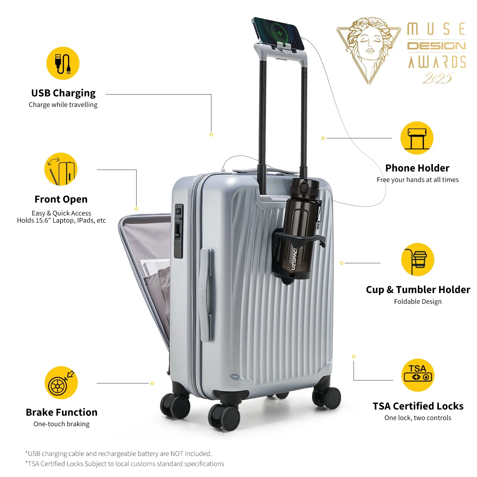SMOOTH Front Opening 20”Carry On Luggage
