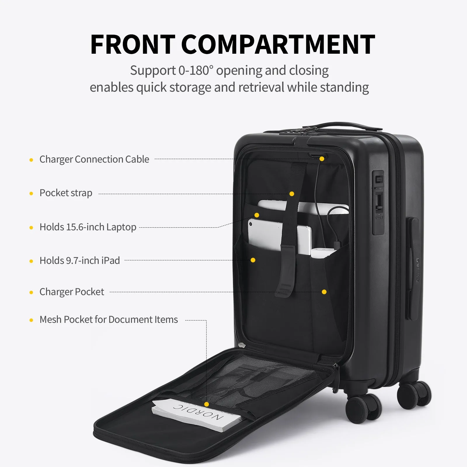 SMOOTH Front Opening 20”Carry On Luggage