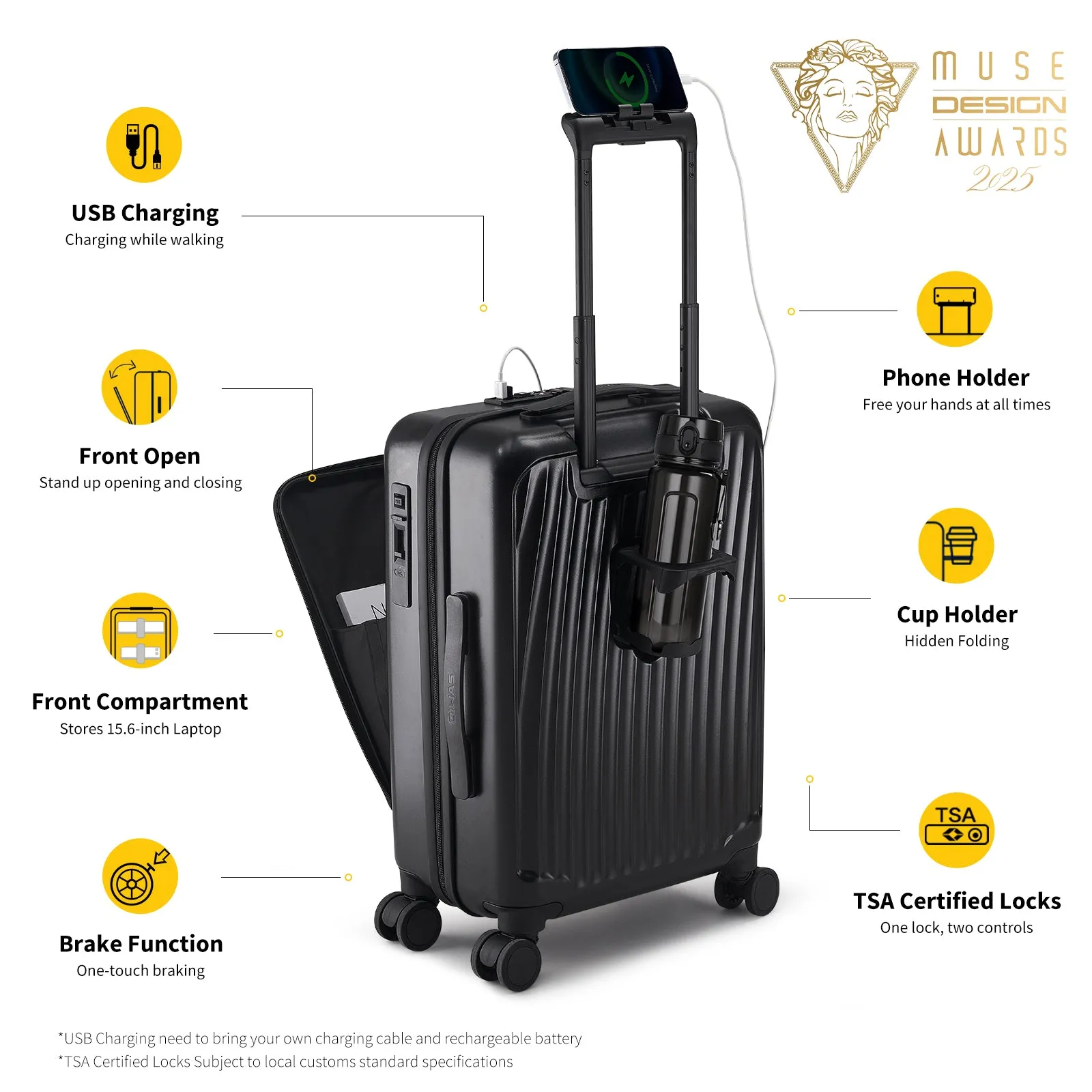 SMOOTH Front Opening 20”Carry On Luggage