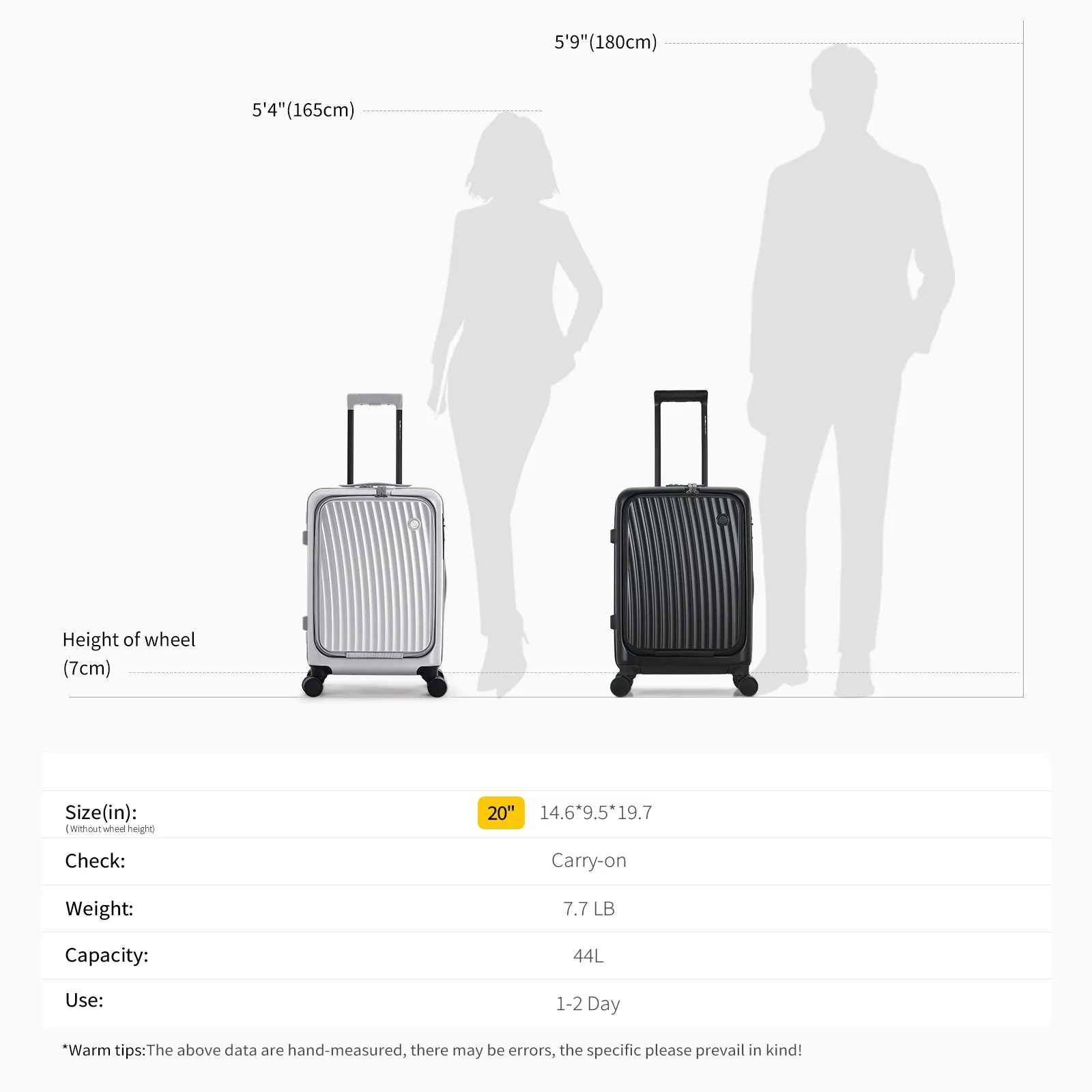 SMOOTH Front Opening 20”Carry On Luggage