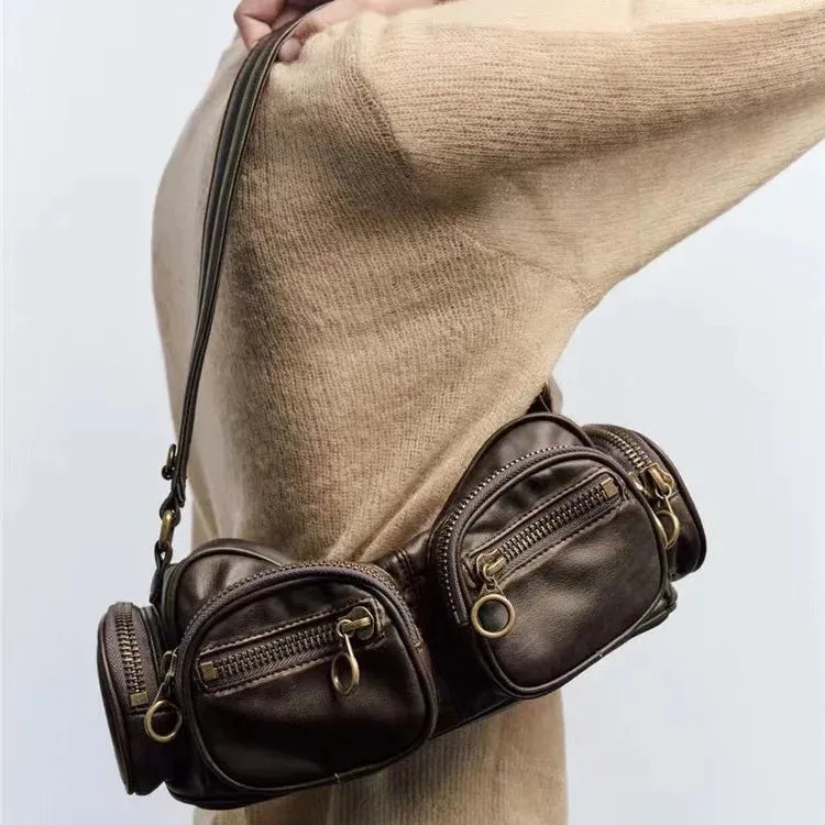 UAKISS  -  Punk Stylish Handlebags for Women PU Underarm  Bags Leisure Armpit Bag Shopping Shoulder Bags Female Fashion Handbag